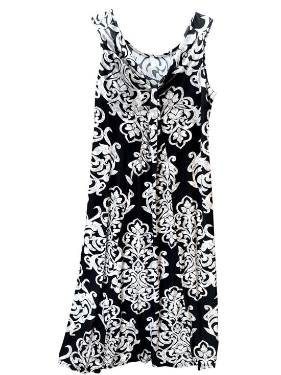 ACE Fashion Dresses & Skirts - AC Fashion 2X Maxi Dress Black White Damask Sleeveless Twist Neckline Boho
